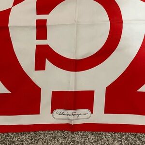 Salvatore Ferragamo Red and White Graphic Scarf